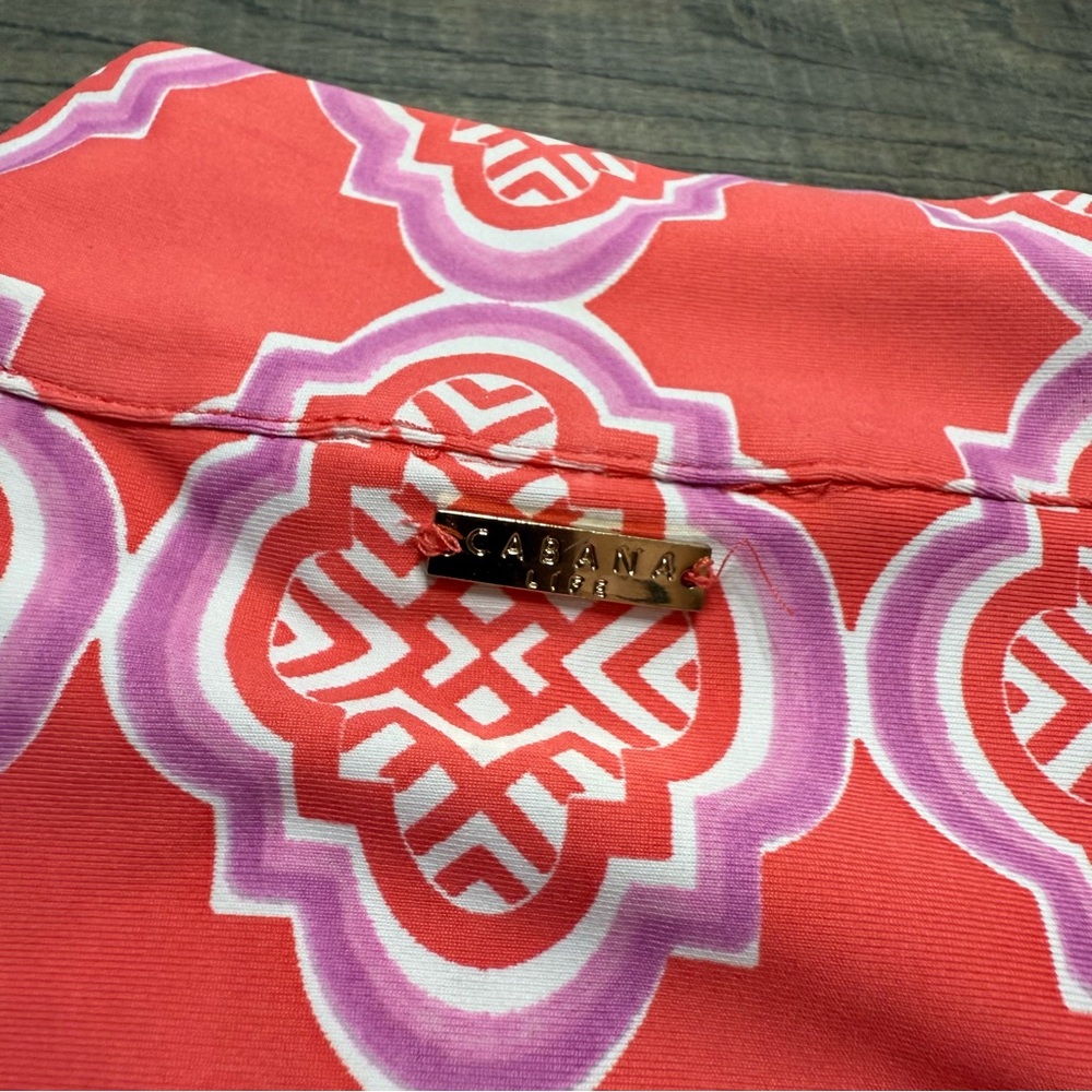 Cabana Life Coral and Pink Patterned Dress Long Sleeve - Picture 7 of 12